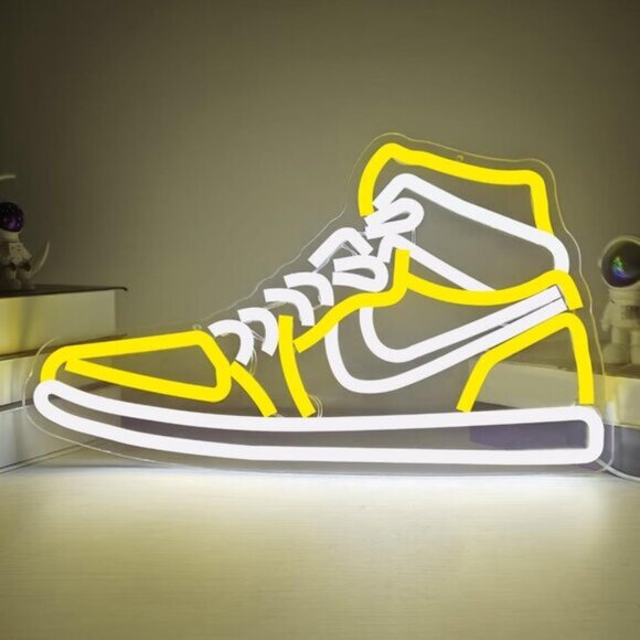 New Yellow Sneaker Neon Sign, LED Shoe Wall Light for Bedroom, Bar